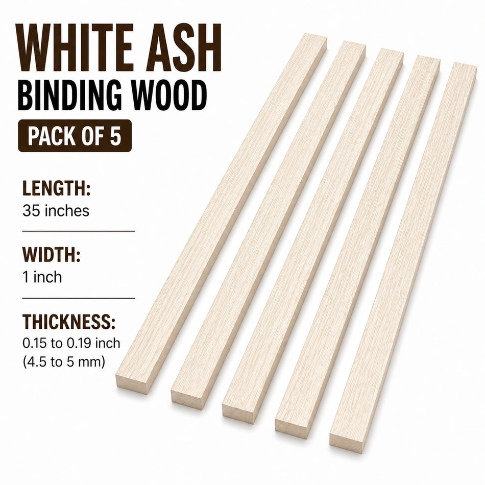 Pack of 5, White Ash Binding Wood