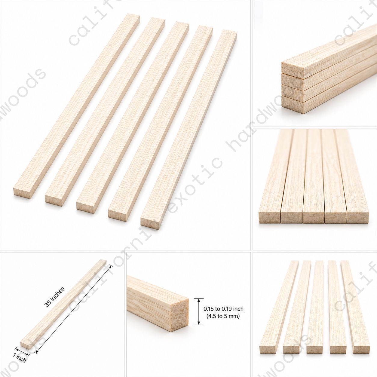 Pack of 5, White Ash Binding Wood