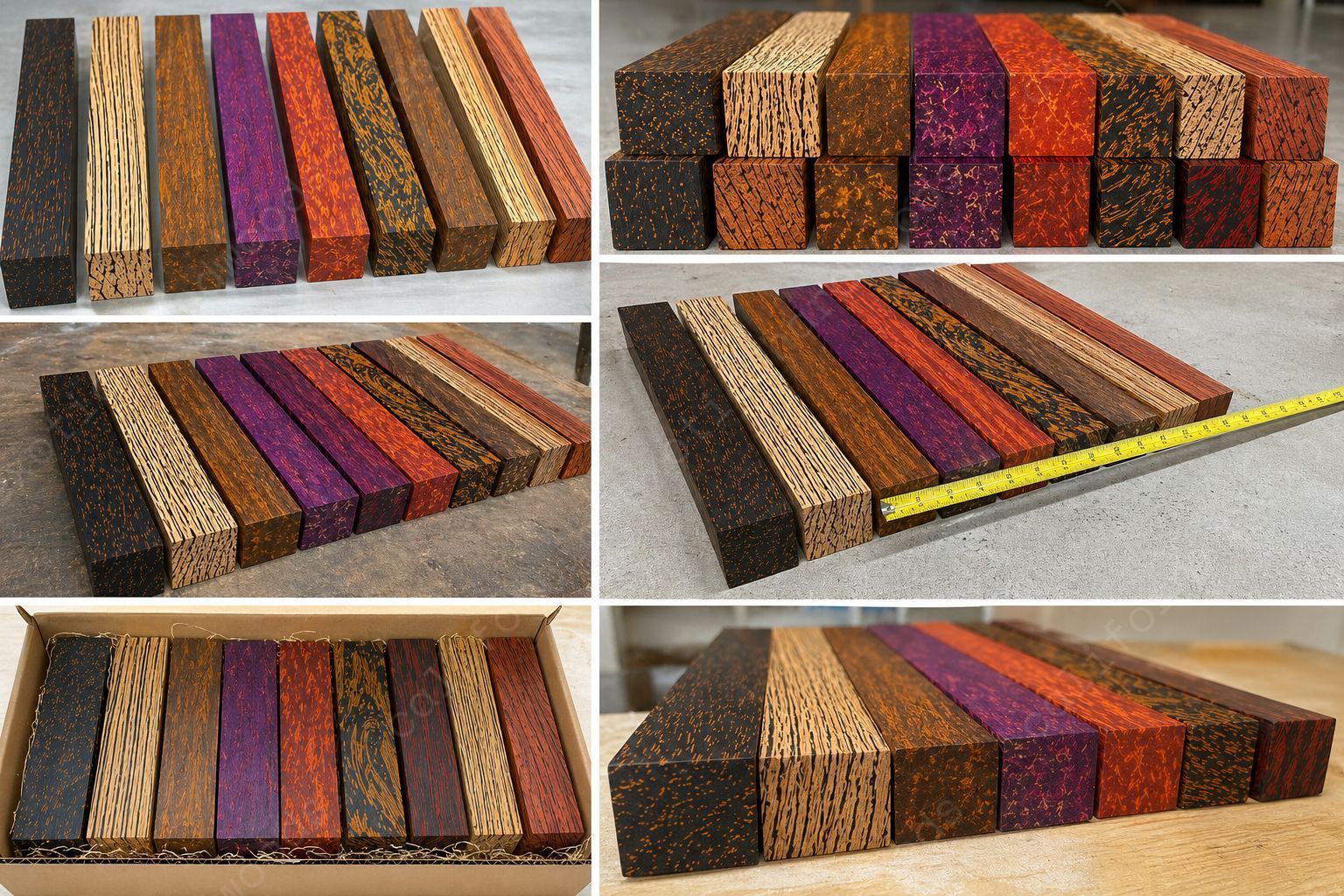 Exotic Wood Turning Blanks Combo Pack – 1.5" x 1.5" x 18" (10 Species)