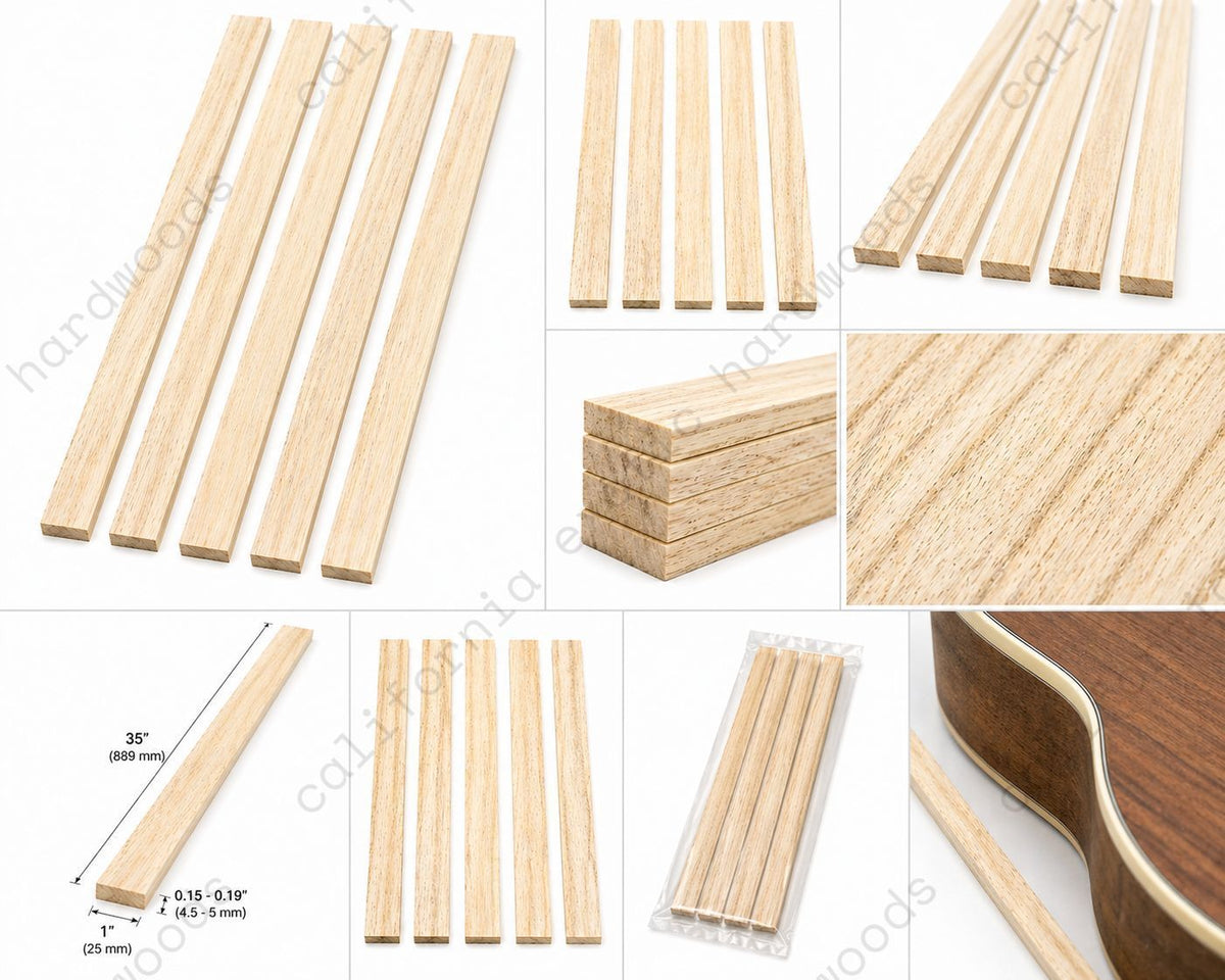 White Limba Binding Wood Strips, Pack of 5, for Guitar Binding and Fine Woodworking