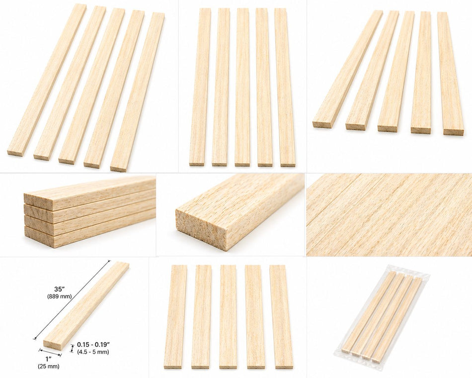 White Limba Binding Wood Strips, Pack of 5, for Guitar Binding and Fine Woodworking