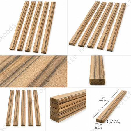 Pack of 5 Unique Mango Binding Wood Strips – 35" Length for Guitar & Fine Woodworking