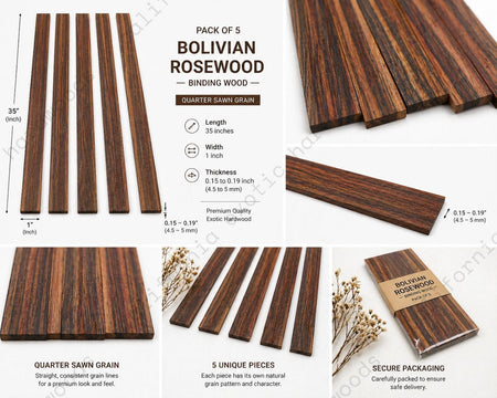 Bolivian Rosewood Binding Wood Strips