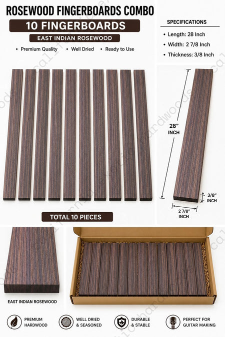 East Indian Rosewood Fingerboard Blank – 5 String Bass (28" x 2.95" x 3/8")
