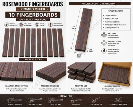East Indian Rosewood Fingerboard Blank – 5 String Bass (28" x 2.95" x 3/8")