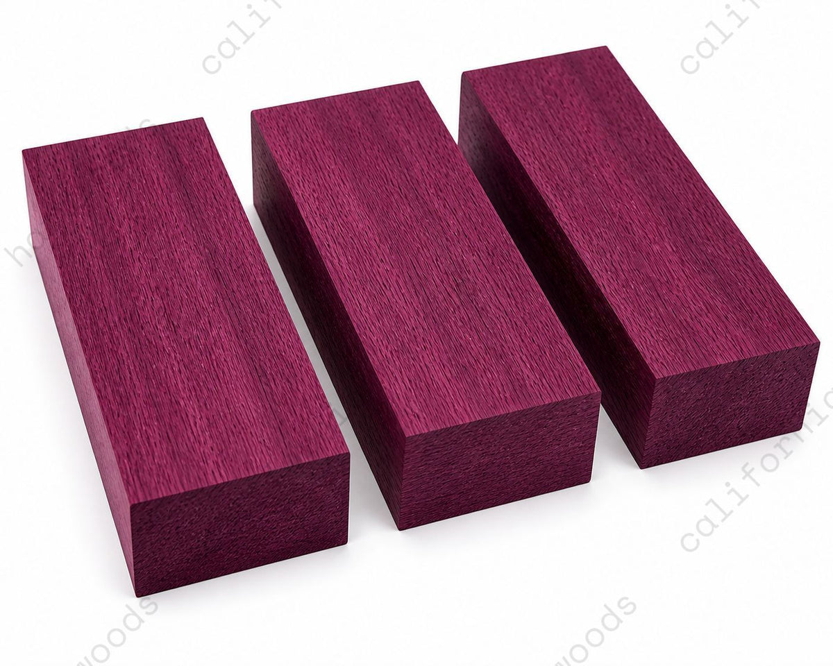 Purpleheart Lumber Blanks – 3 Pc Set (12" x 4" x 2") Kiln Dried S4S Exotic Hardwood