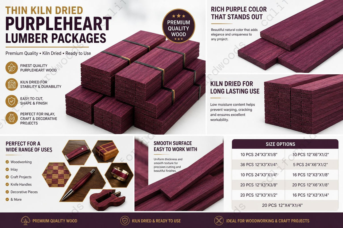 Thin Purpleheart Lumber – Kiln Dried Exotic Hardwood Boards