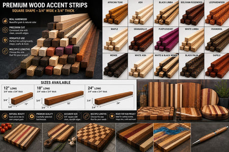 Wooden Accent Strips for Cutting Boards – Exotic & Domestic Hardwood Collection
