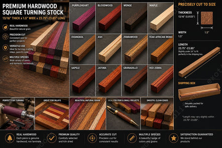 Exotic Hardwood Lumber Strips – Cutting Board Wood Pre-Cuts (13/16" x 1.5" x 23.85")