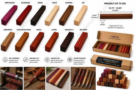 Exotic Hardwood Lumber Strips – Cutting Board Wood Pre-Cuts (13/16" x 1.5" x 23.85")