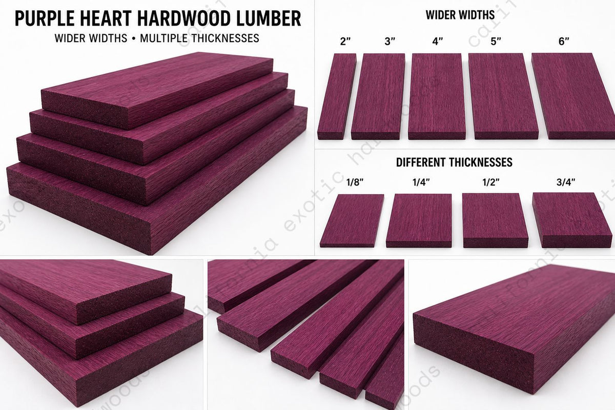 Purpleheart Solid Hardwood – Unfinished Wood for Crafts & Woodworking