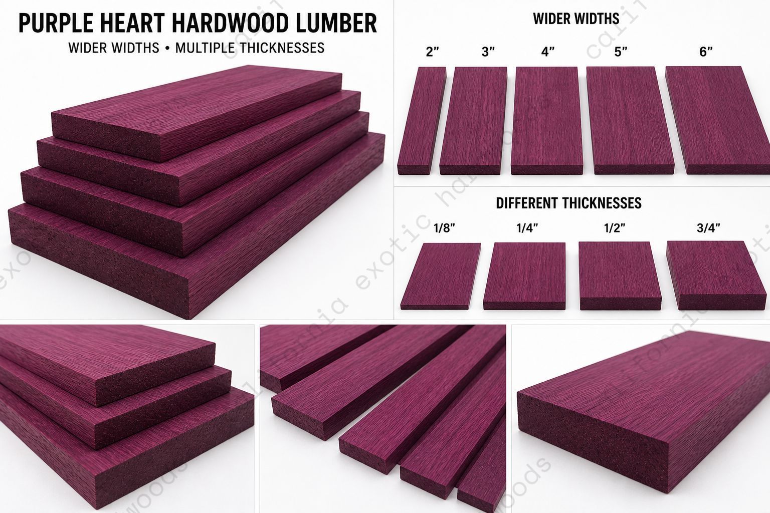 Purpleheart Solid Hardwood – Unfinished Wood for Crafts & Woodworking