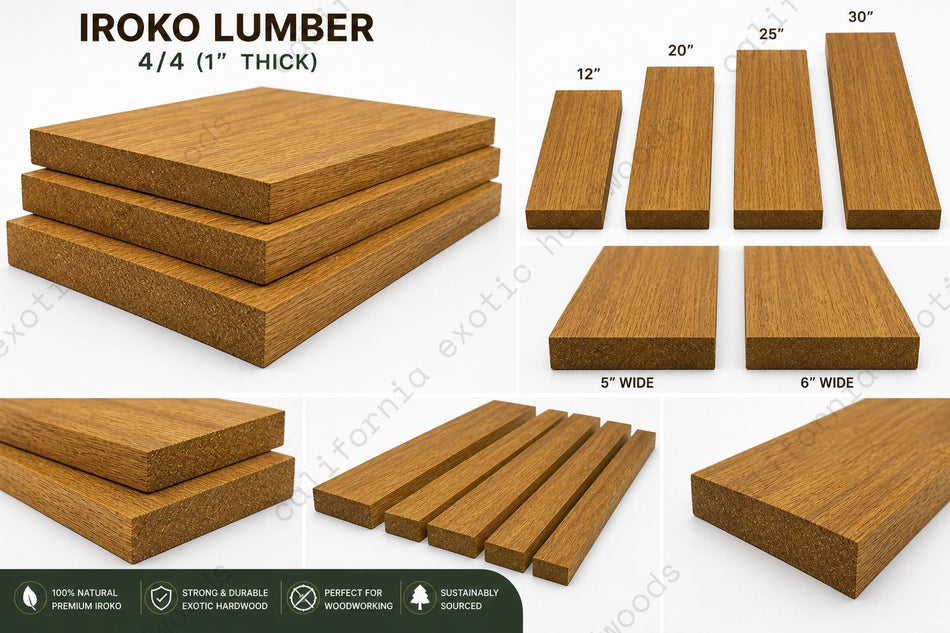 Iroko Exotic Hardwood Lumber – 4/4 (1” Thick)
