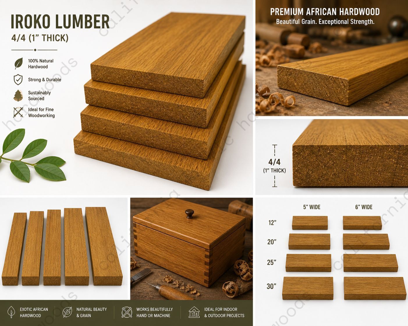 Iroko Exotic Hardwood Lumber – 4/4 (1” Thick)
