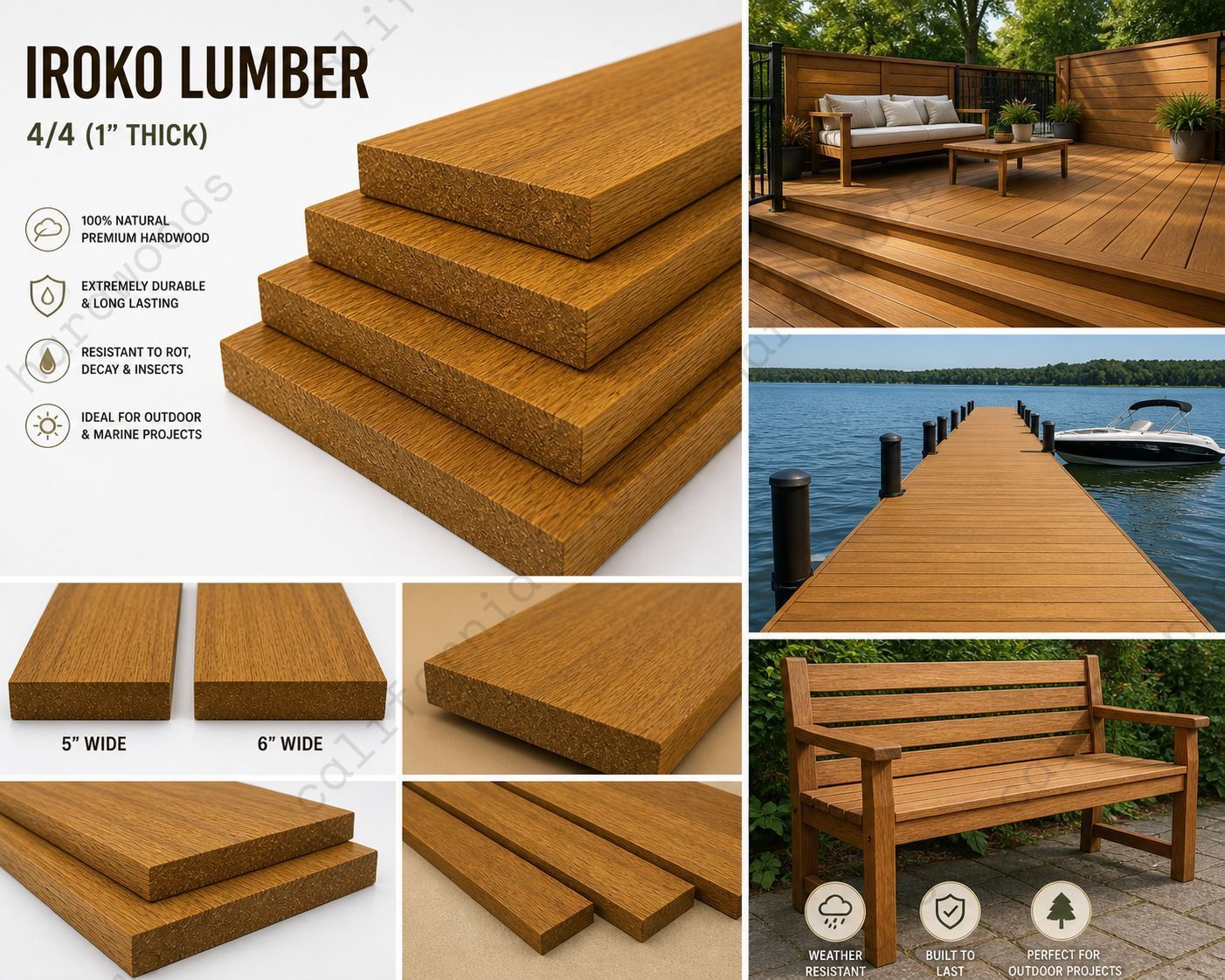 Iroko Exotic Hardwood Lumber – 4/4 (1” Thick)