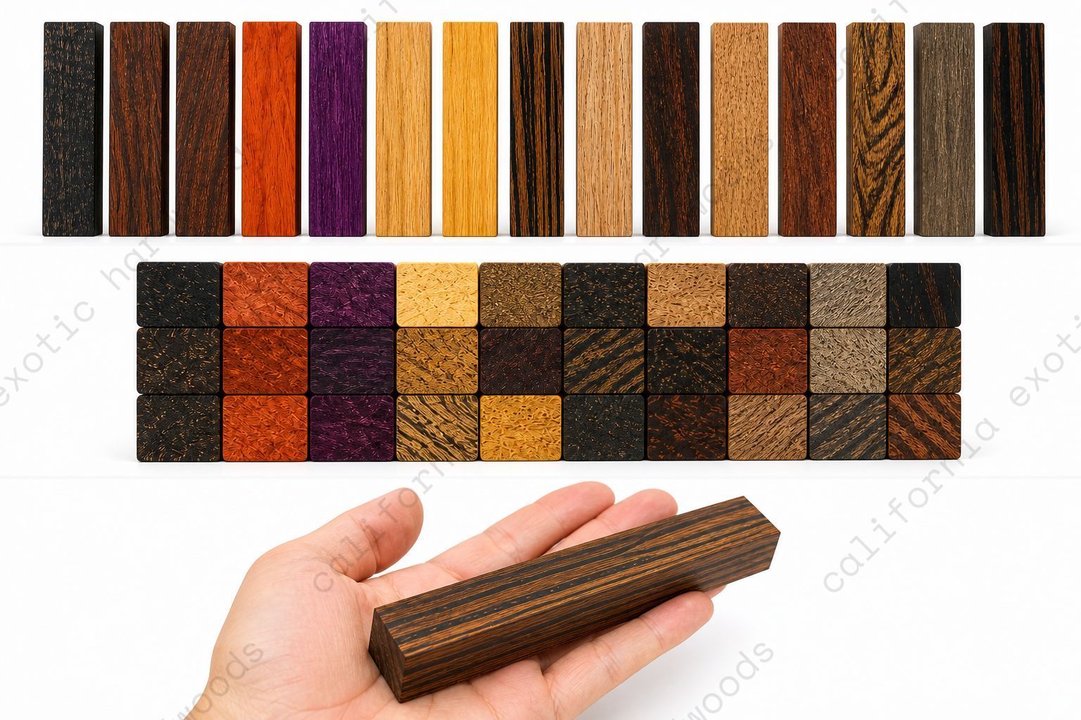 32 Pieces Exotic Wood Pen Blanks – 6" x 3/4" x 3/4" Assorted Hardwood Set