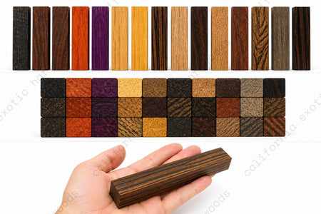 32 Pieces Exotic Wood Pen Blanks – 6" x 3/4" x 3/4" Assorted Hardwood Set