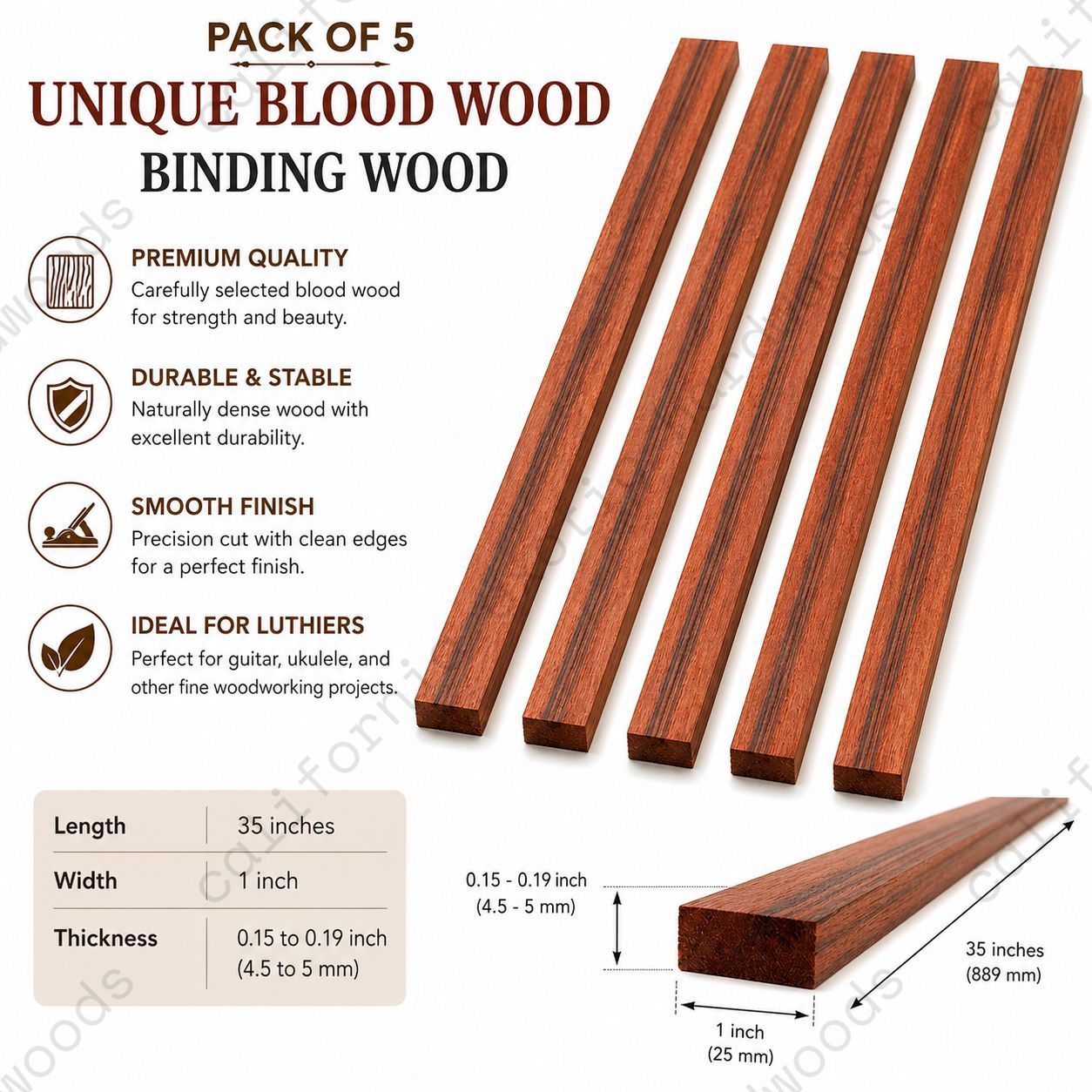 Bloodwood Binding Wood Strips