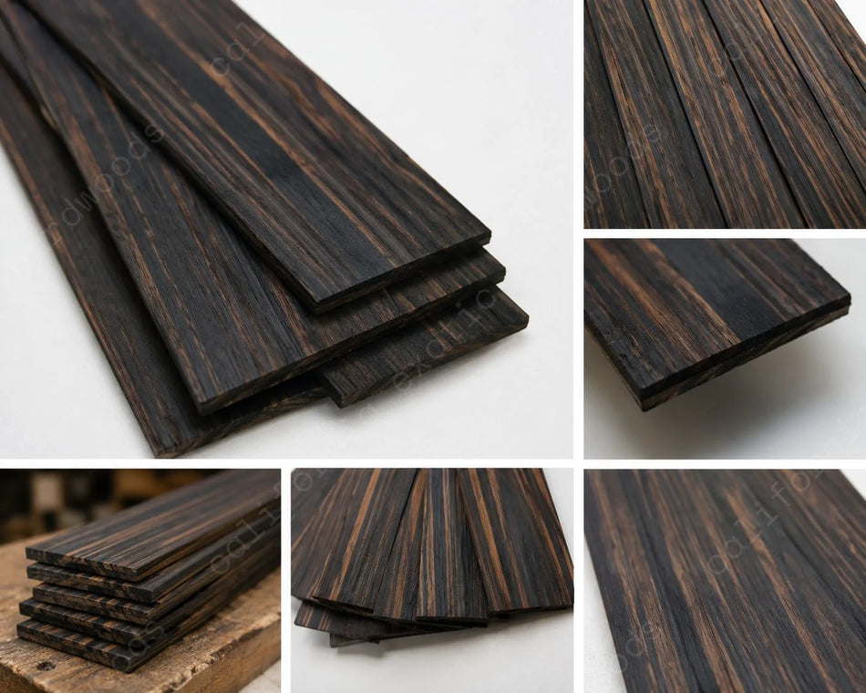 Diapasón en blanco de ébano indio rayado para guitarra – Madera tonal de luthier para la construcción de guitarras