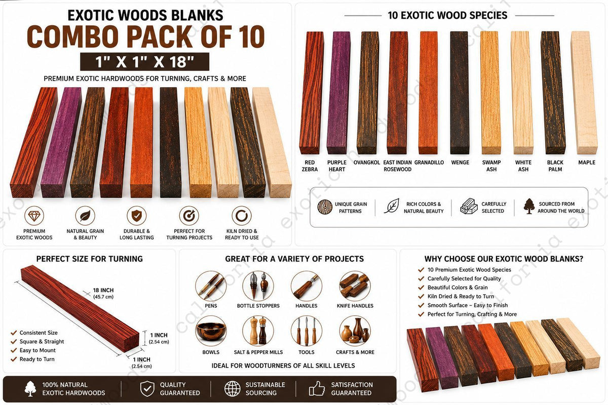 Exotic Wood Blanks Combo Pack of 10