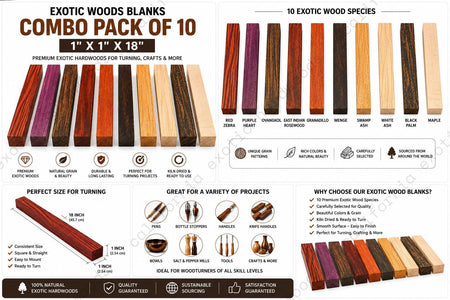 Exotic Wood Blanks Combo Pack of 10