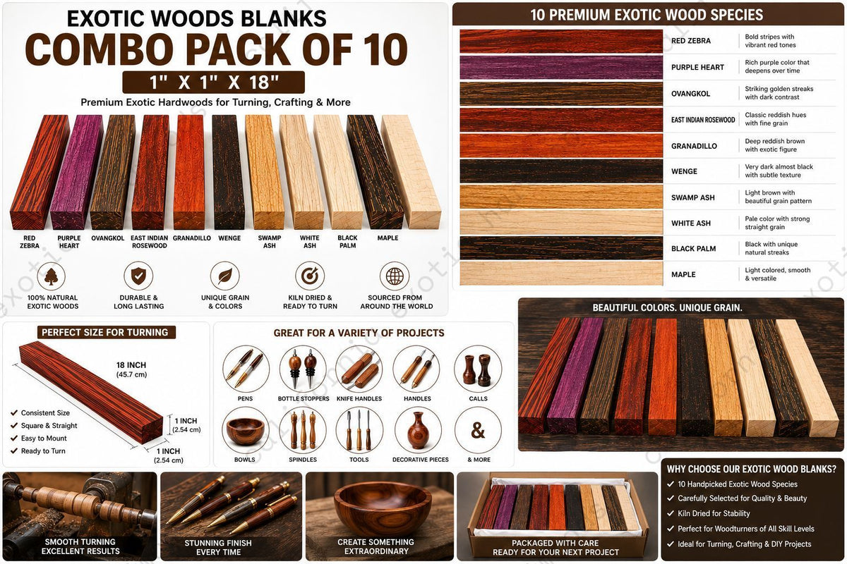 Exotic Wood Blanks Combo Pack of 10