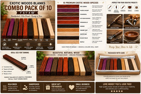 Exotic Wood Blanks Combo Pack of 10
