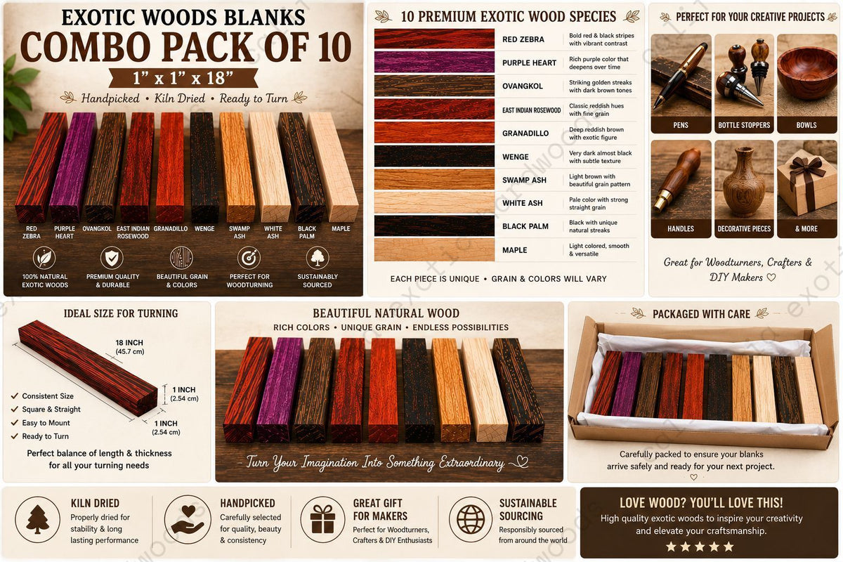 Exotic Wood Blanks Combo Pack of 10