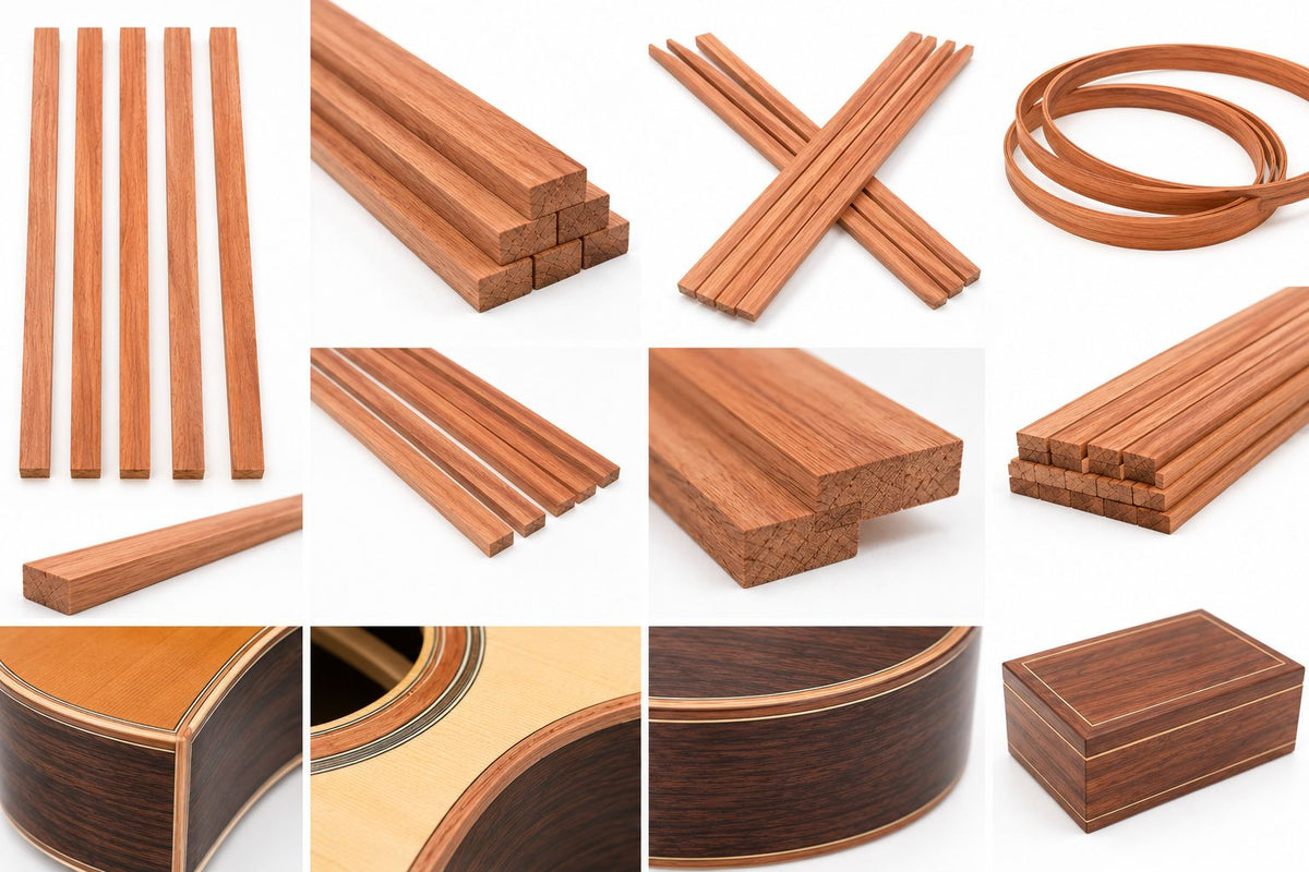 Pack of 5 Spanish Cedar Binding Wood Strips – Premium Tonewood for Guitar & Luthier Projects