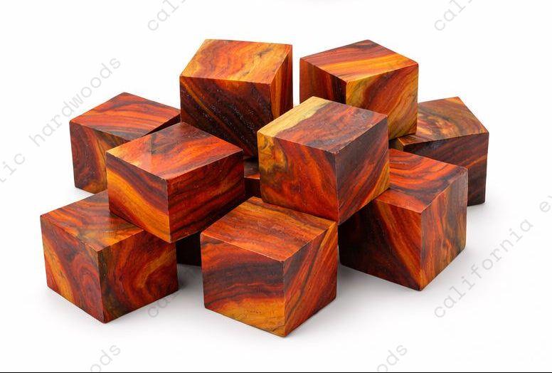 Cocobolo Wood Turning Blank – Multi-Toned, 2" x 2" x 2" | Pack of 10