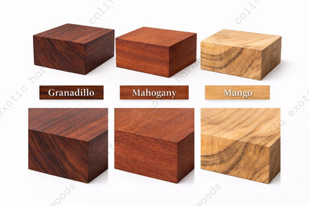 Combo Pack of 3 Bowl Blanks – Granadillo, Mahogany & Mango (4" x 4" x 2")