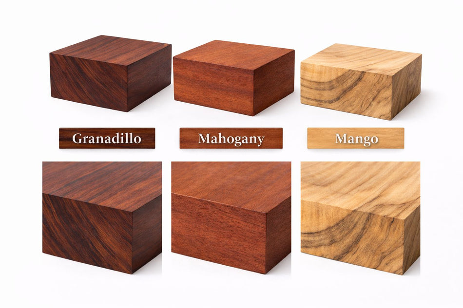 Combo Pack of 3 Bowl Blanks – Granadillo, Mahogany & Mango (4" x 4" x 2")
