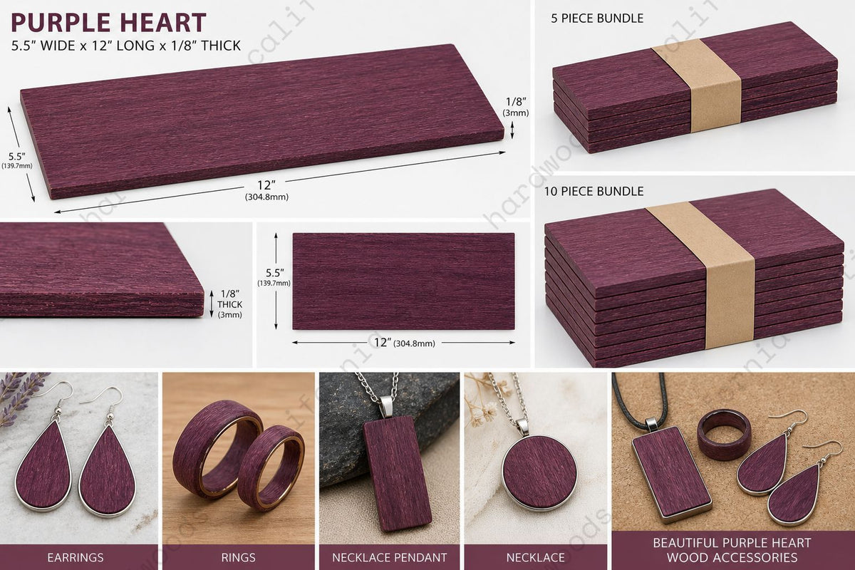 Exotic Hardwood Variety Pack – 1/8" CNC & Laser Ready Wood (Wenge, Purpleheart, Granadillo)