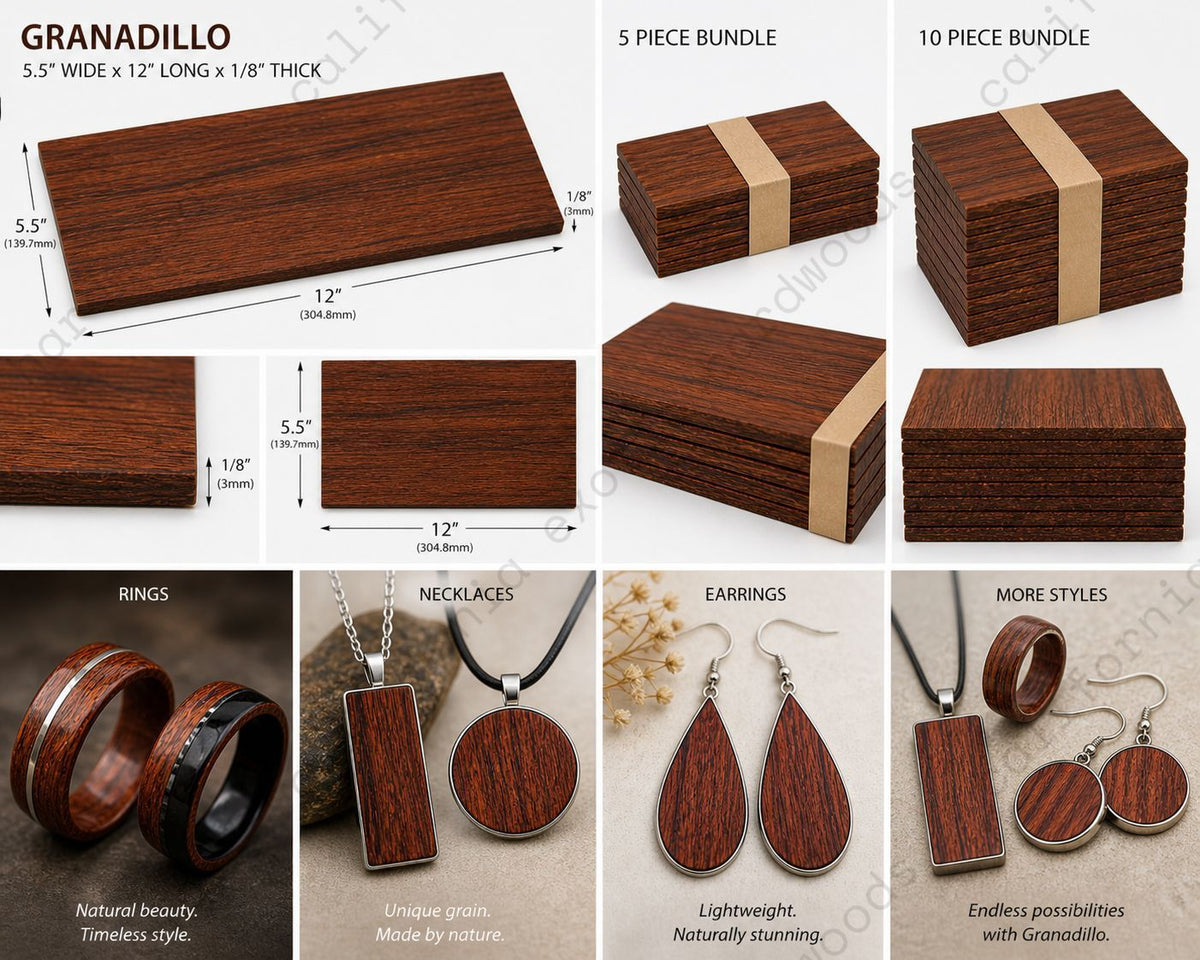 Exotic Hardwood Variety Pack – 1/8" CNC & Laser Ready Wood (Wenge, Purpleheart, Granadillo)