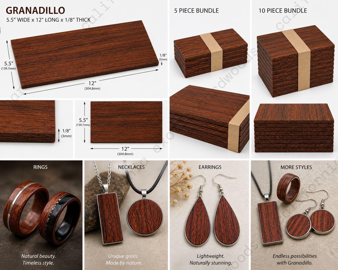 Exotic Hardwood Variety Pack – 1/8" CNC & Laser Ready Wood (Wenge, Purpleheart, Granadillo)