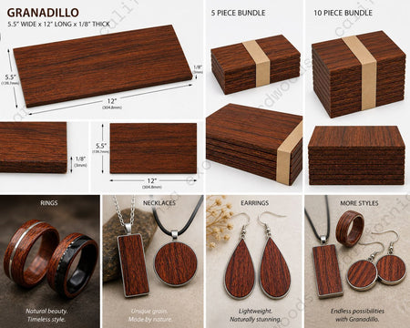 Exotic Hardwood Variety Pack – 1/8" CNC & Laser Ready Wood (Wenge, Purpleheart, Granadillo)