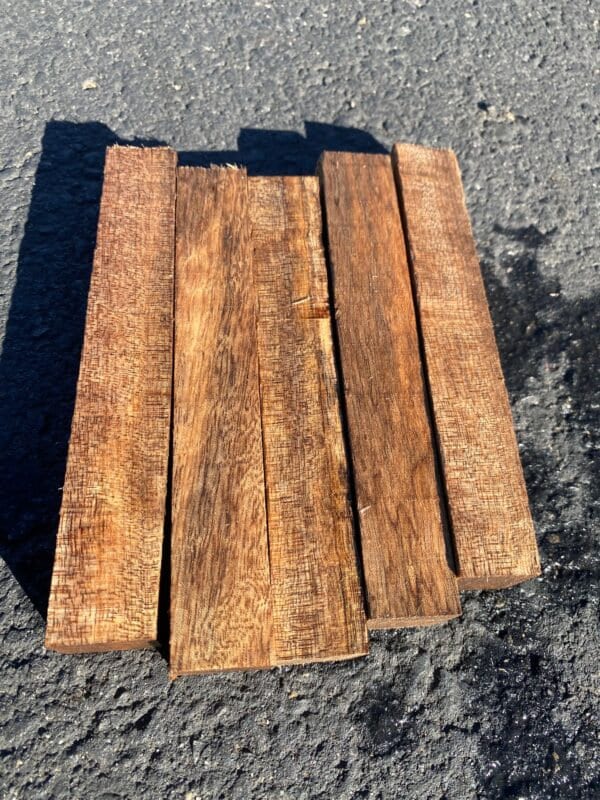 Paquete de 8 piezas de maderas duras exóticas de California, 2,5 x 2,5 x 15 cm | #Palisandro boliviano #Wengué #Ovangkol rizado #Ebiara/cebra roja