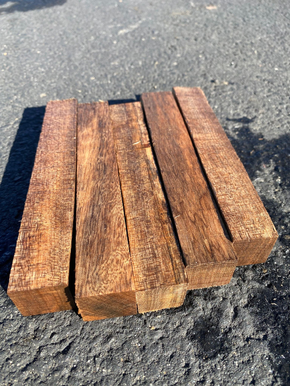 Paquete combinado de 10 piezas de maderas exóticas de California (2,5 x 2,5 x 15 cm) | #Palma Negra #Ovangkol Rizado#